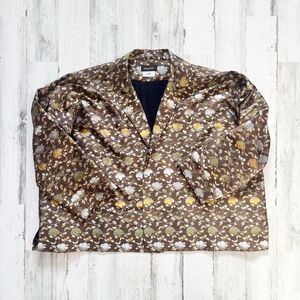 Eskandar Silk Textured Floral Open Front Blazer Size 10 /12